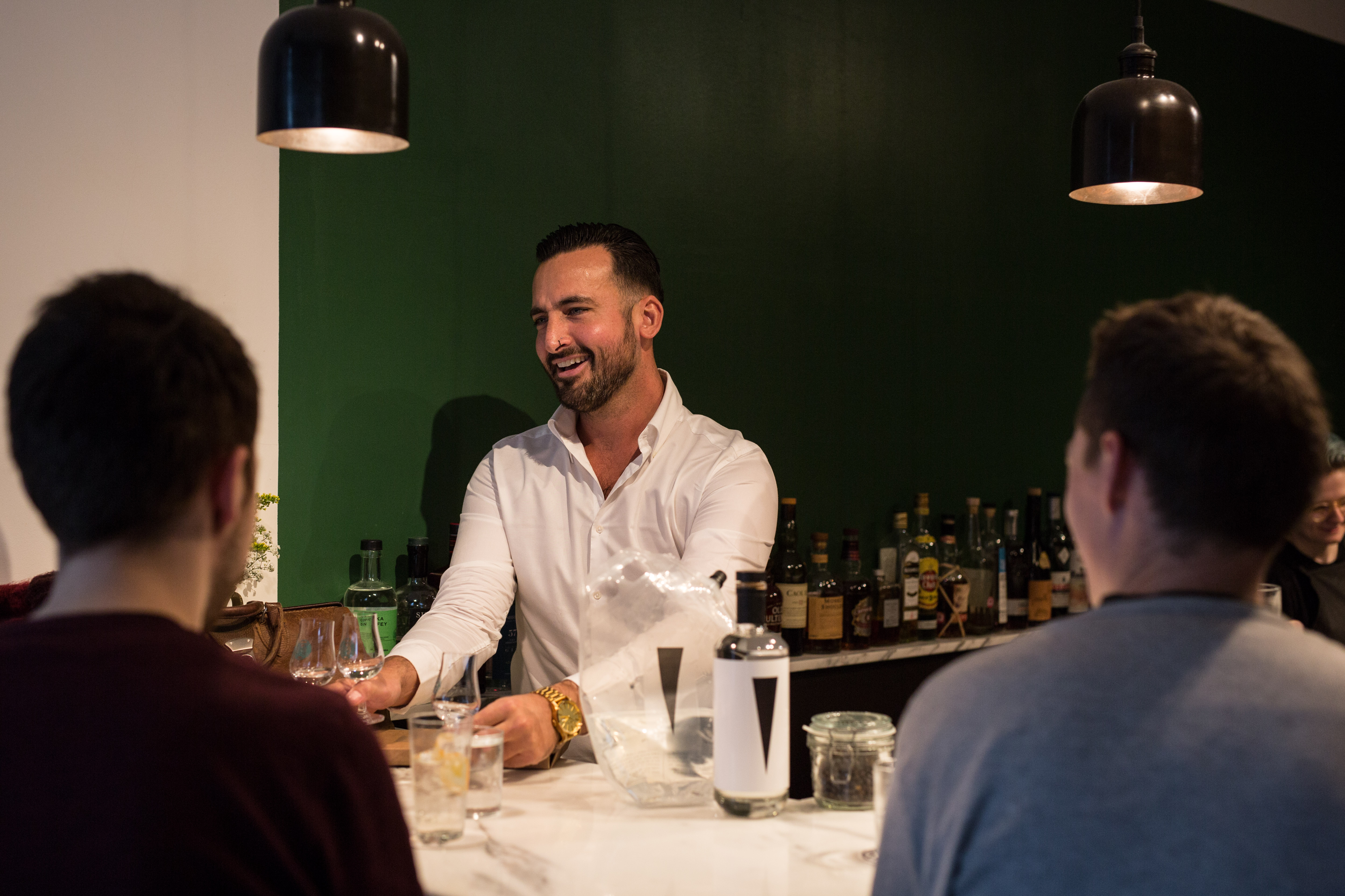 Leon Dalloway consulting on cocktails