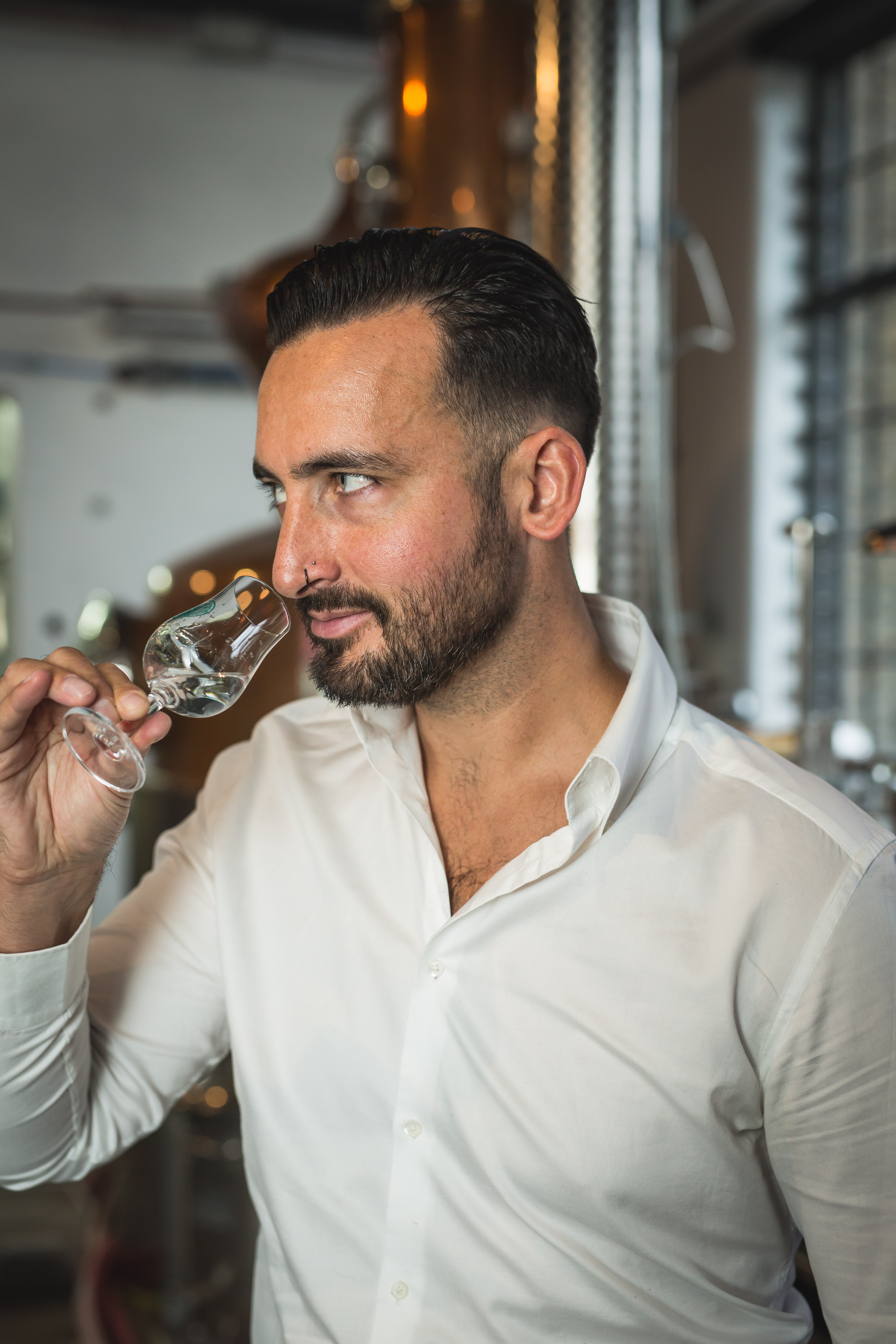 Leon Dalloway tasting a cocktail